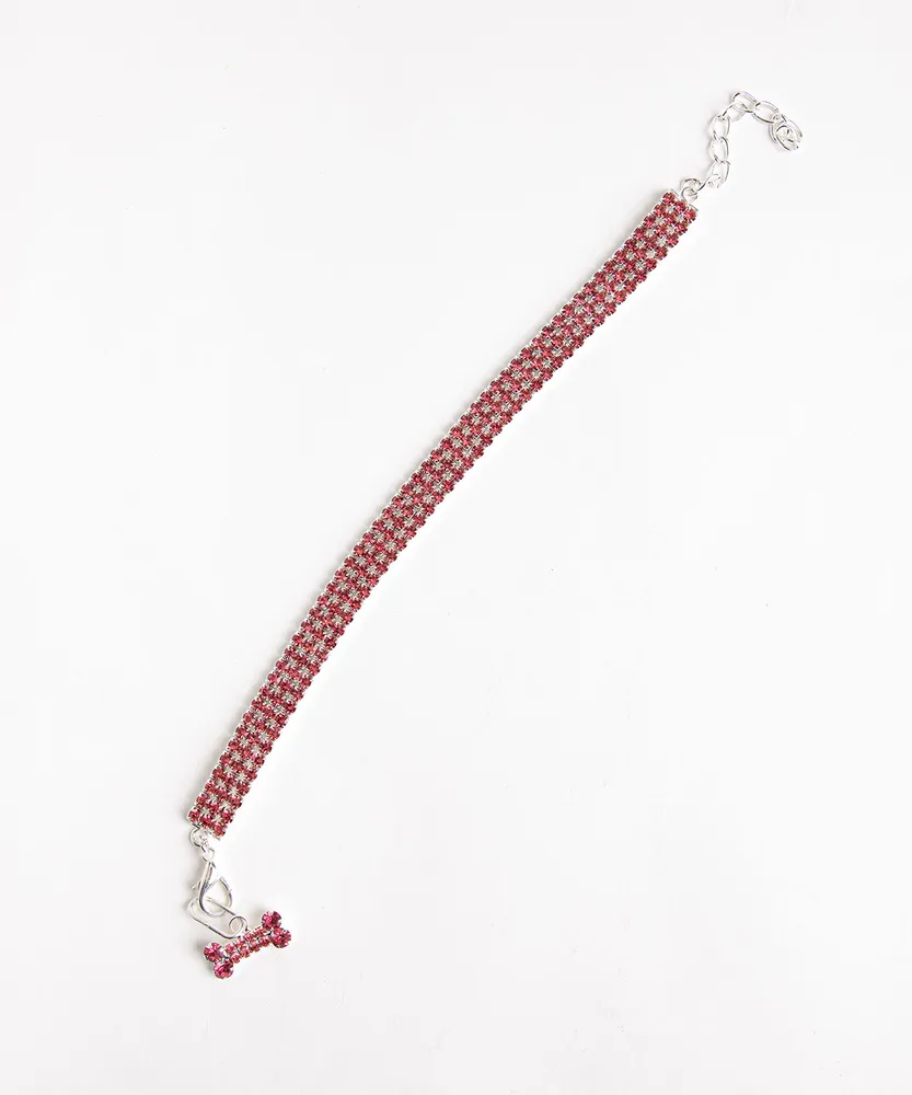 Rhinestone Bone Pet Collar