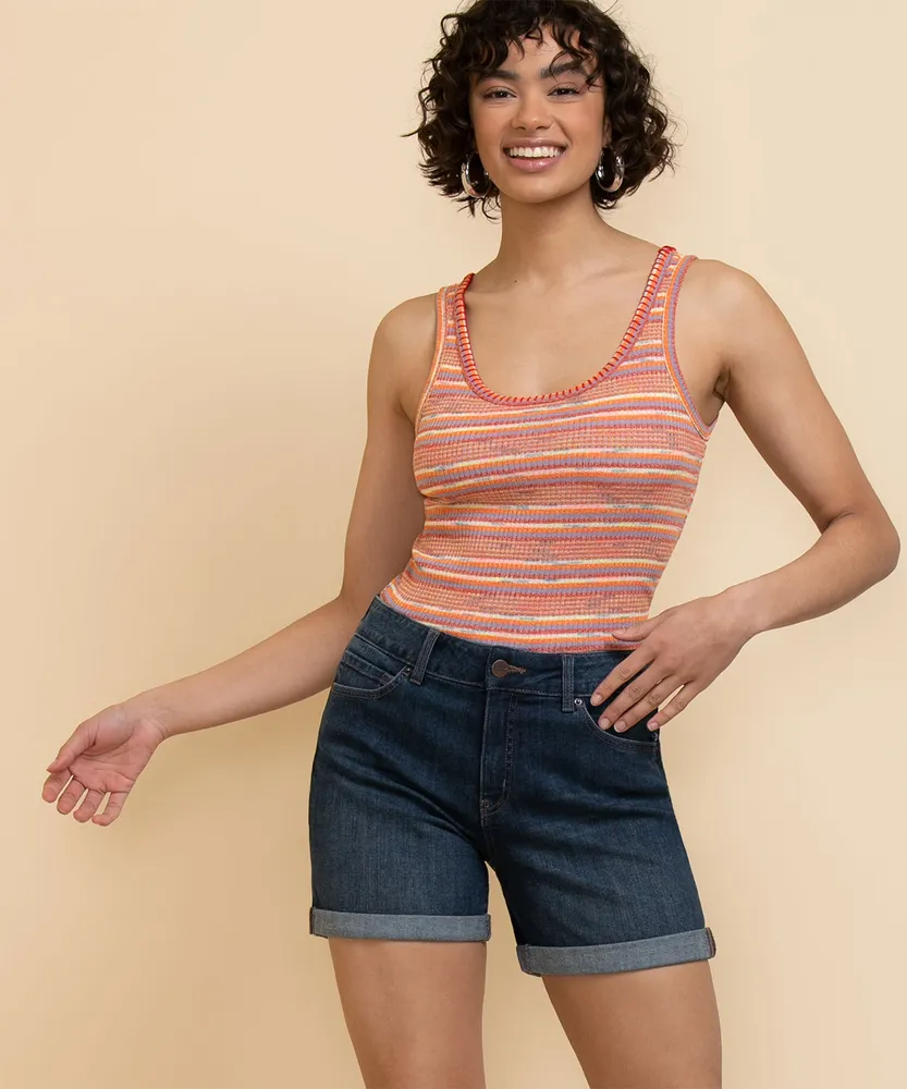 Sleeveless Spacedye Knit Rib Top