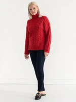 Mock Neck Cable Sweater