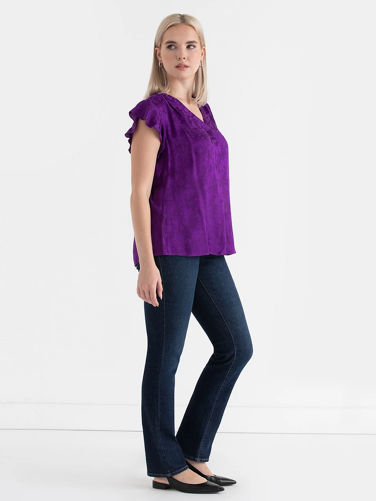 Flutter Sleeve V-Neck Blouse