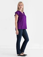 Flutter Sleeve V-Neck Blouse