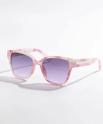 Pink Sunglasses with Square Marbled Frames