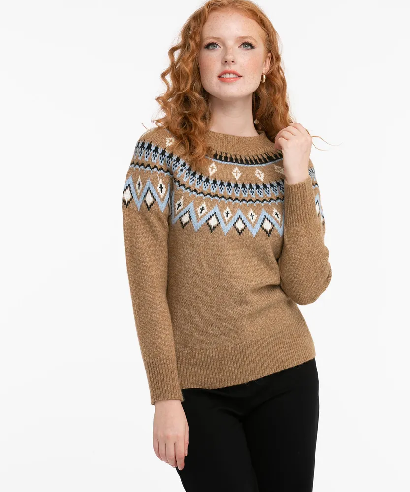 Fair Isle Mock Neck Sweater