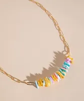 Short Chain-Link Necklace with Colour Shells