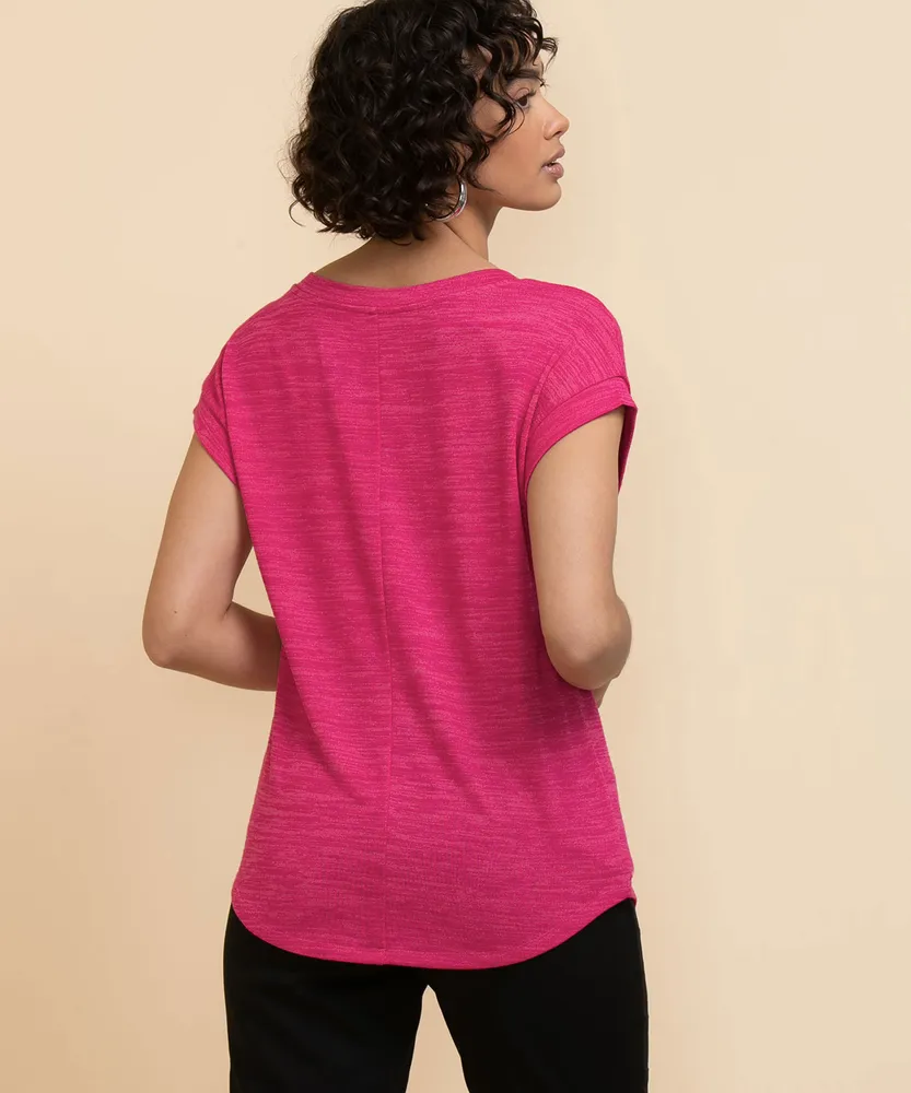 Extended V-Neck Hacci Tee