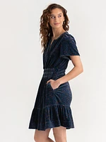 Tiered Flutter Sleeve Velvet Dress