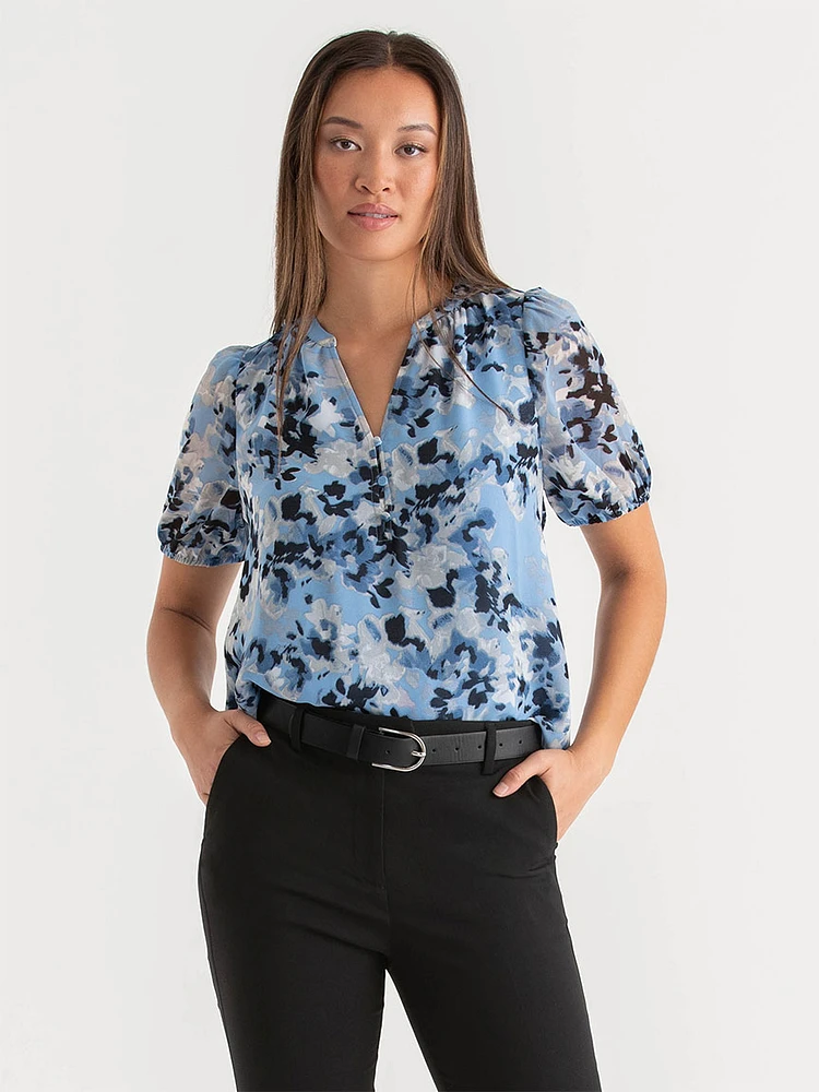 Stacey Short Sleeve Blouse with Buttons