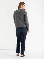 Mock Neck Pearl Pullover Sweater