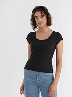 Ribbed Scoop Neck Tee