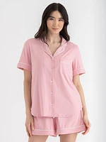 Button Down Shirt with Shorts Sleep Set