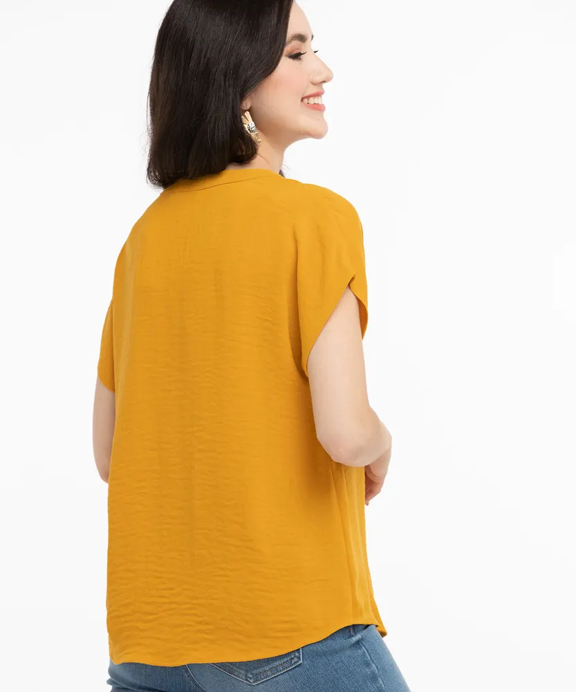 Extended Sleeve Henley Blouse