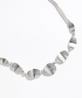 Short Silver Etched Metal Necklace