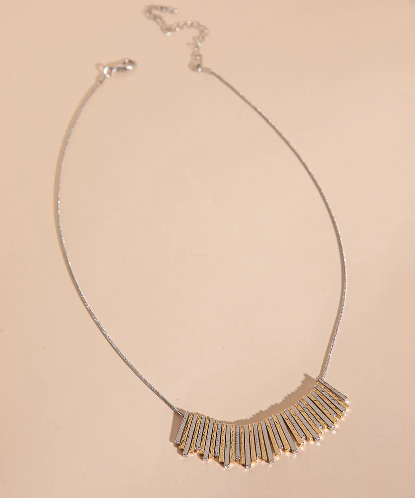 Short Mixed Metal Statement Necklace