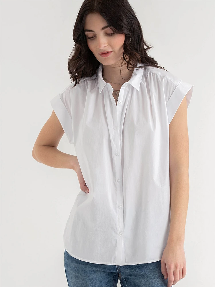 Relaxed Fit Button Up Blouse