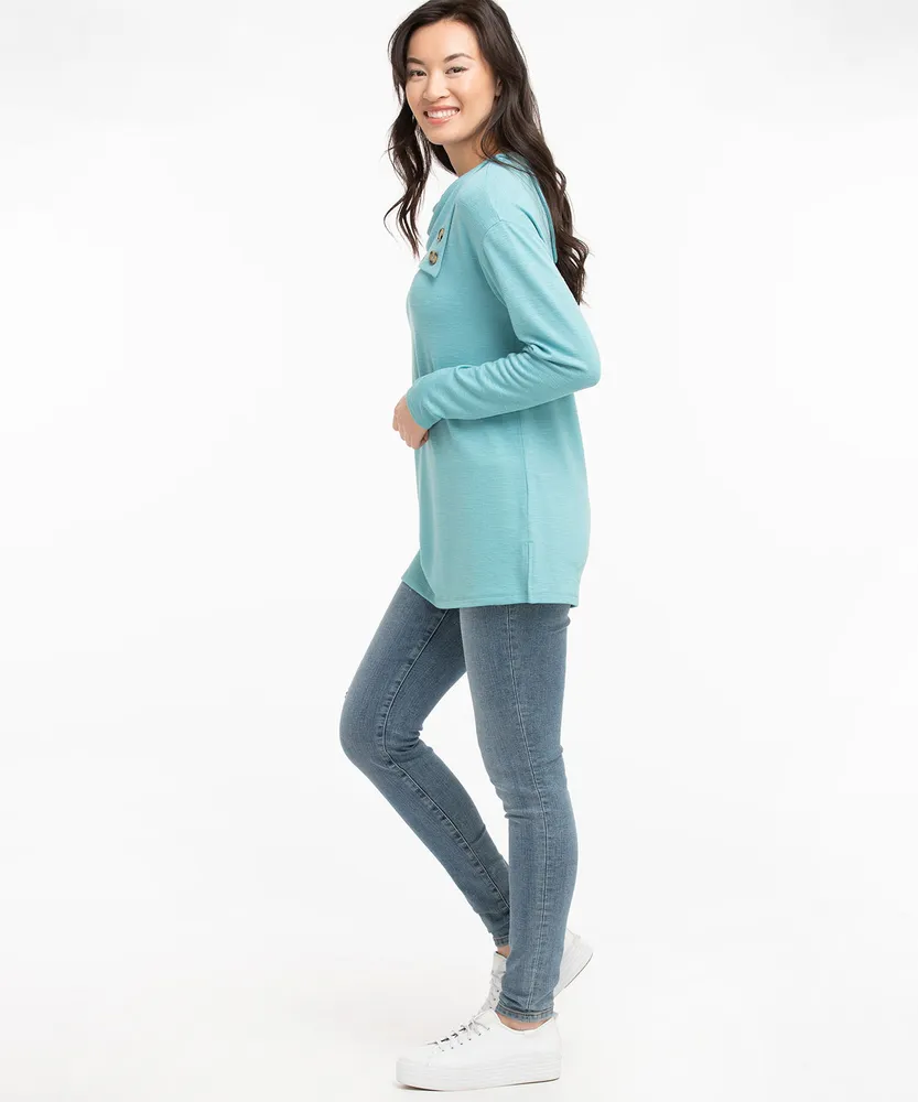 Long Sleeve Split Collar Top