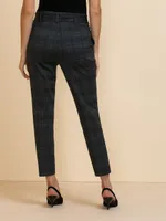 Plaid Tie Front Pant Ponte