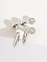 Silver Metal Earring Trio