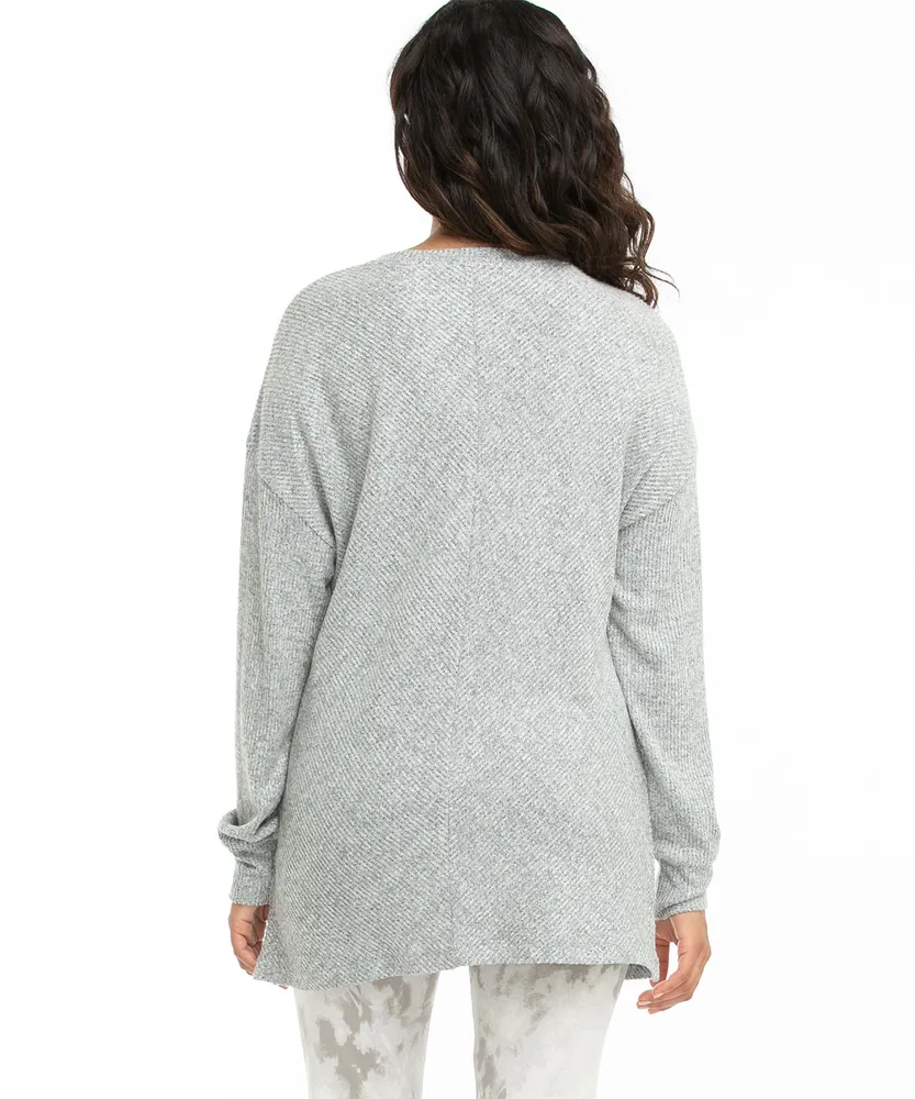 Mitered Ribbed Hacci Knit Pullover