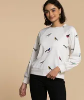 Raglan Sweatshirt with Bird Print