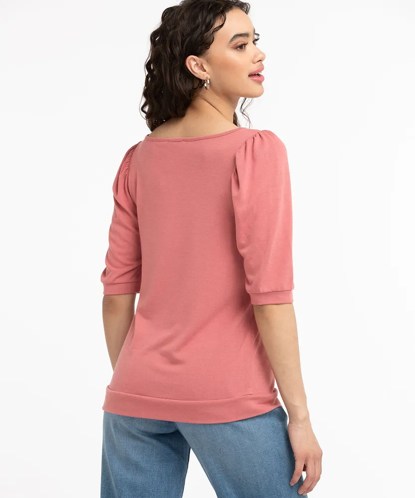 Puff Sleeve Scoop Neck Top