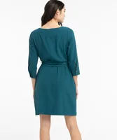 Eco-Friendly Belted Boat Neck Dress