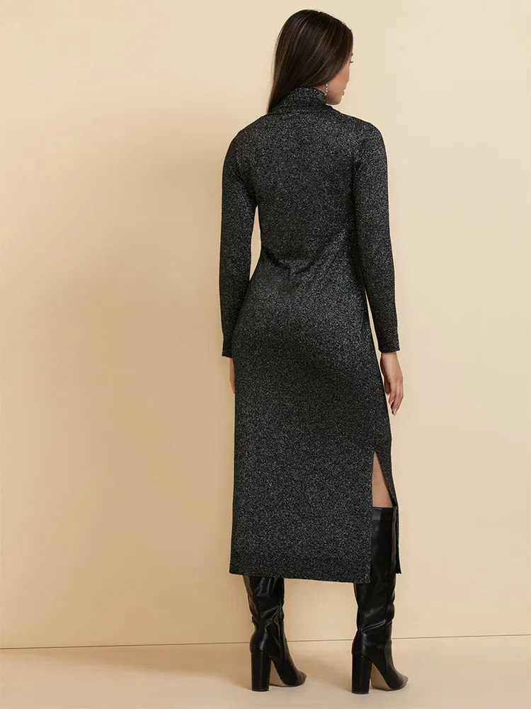 Turtleneck Sparkle Knit Dress