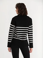Striped 1/4 Zip Pullover Sweater