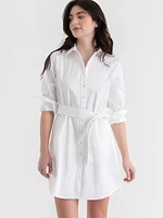 Roll Sleeve Shirtdress with Belt