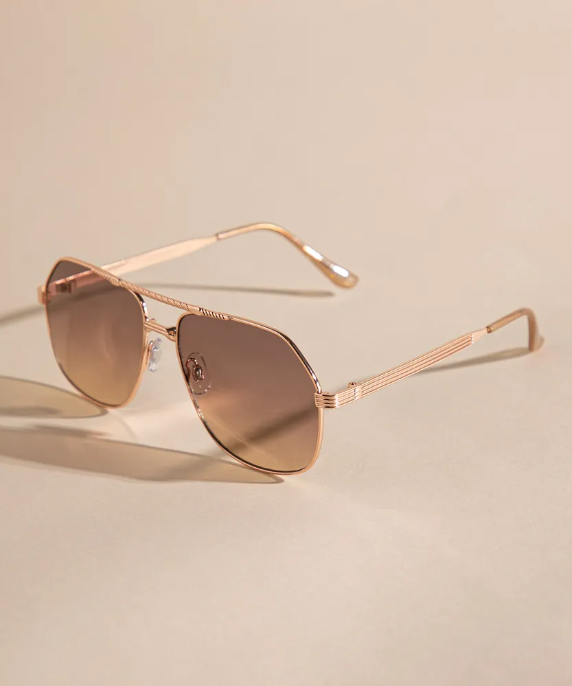 Rose Gold Aviator Sunglasses