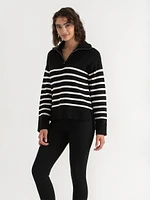 Striped 1/4 Zip Pullover Sweater