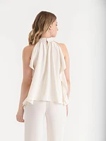 Textured Ruffle Halter Blouse