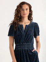 Tiered Flutter Sleeve Velvet Dress