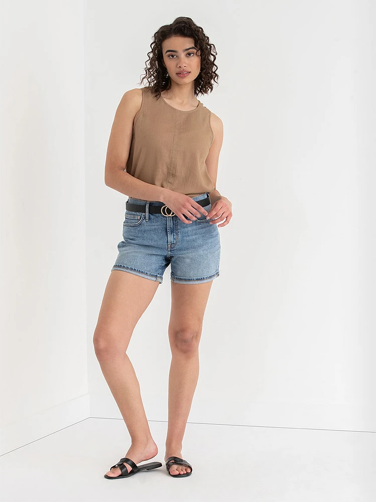 Sleeveless Linen Shell Blouse