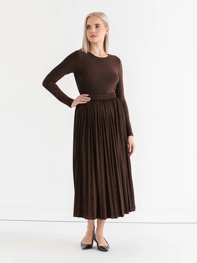 Jersey Metallic Pleated Skirt