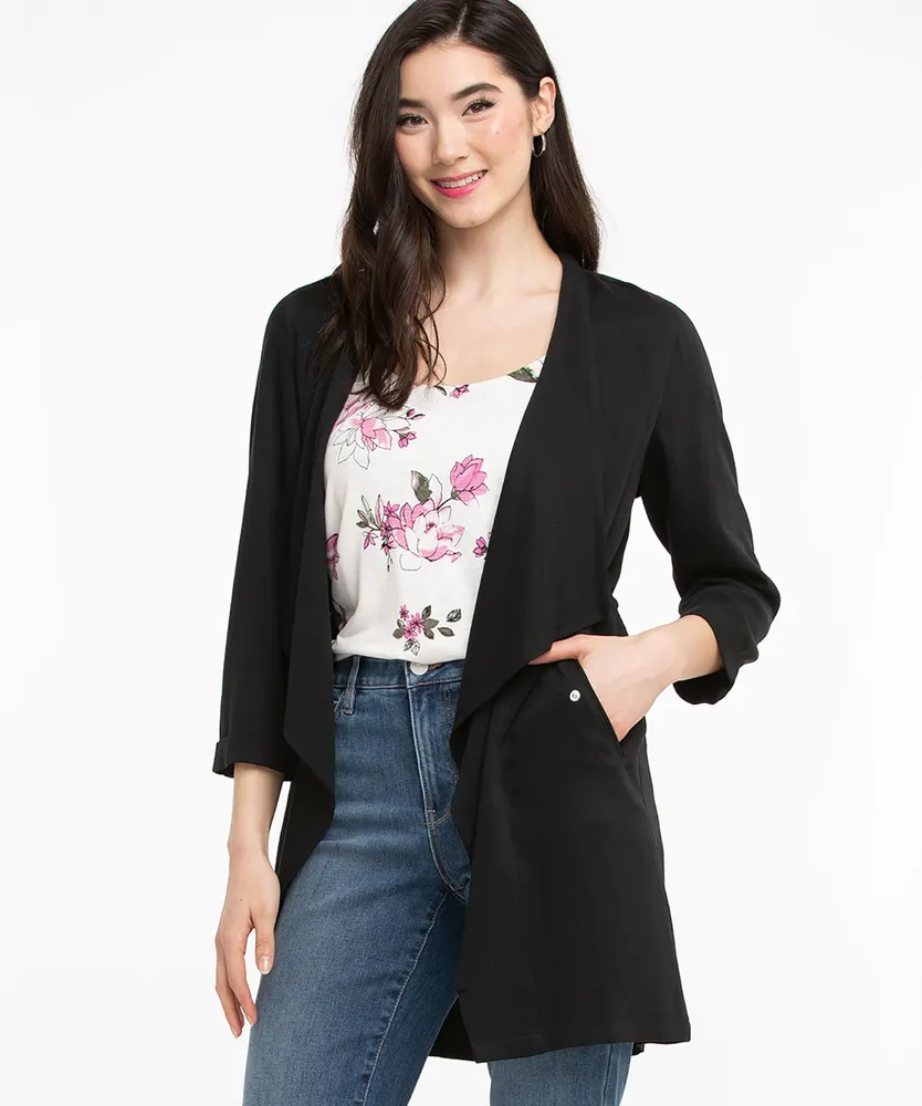 3/4 Sleeve Drape Front Jacket