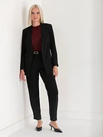 Collarless Open Front Blazer Crepe