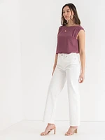 Sleeveless Blouse with Shoulder Trim