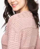 Cotton Pointelle Pullover Sweater