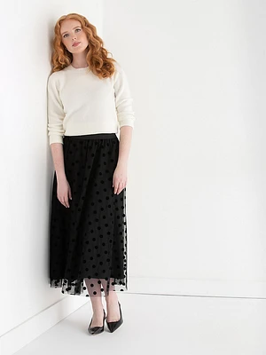 Flocked Dot Skirt