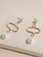 Geometric Pearl Drop Earrings