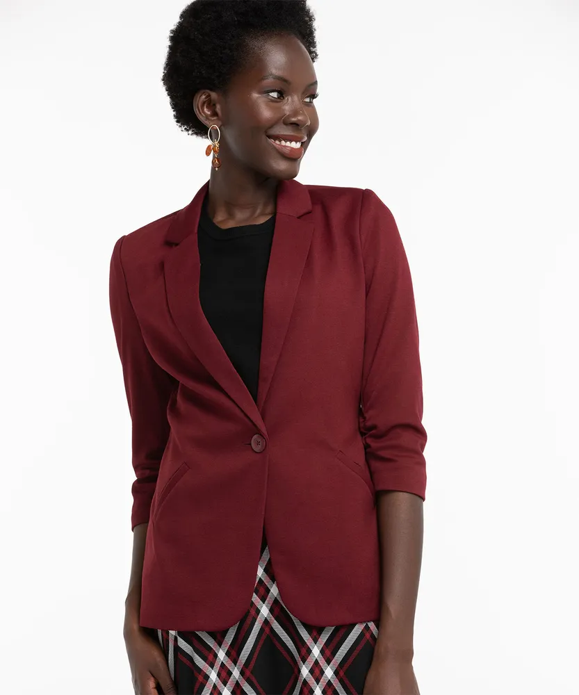 Ruched 3/4 Sleeve Blazer