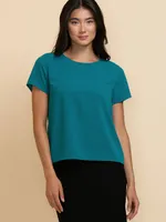 Lydia Short Sleeve Back-Button Blouse