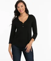 3/4 Sleeve Henley Top