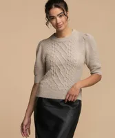 RD Style Cable Knit Puff Sleeve Sweater