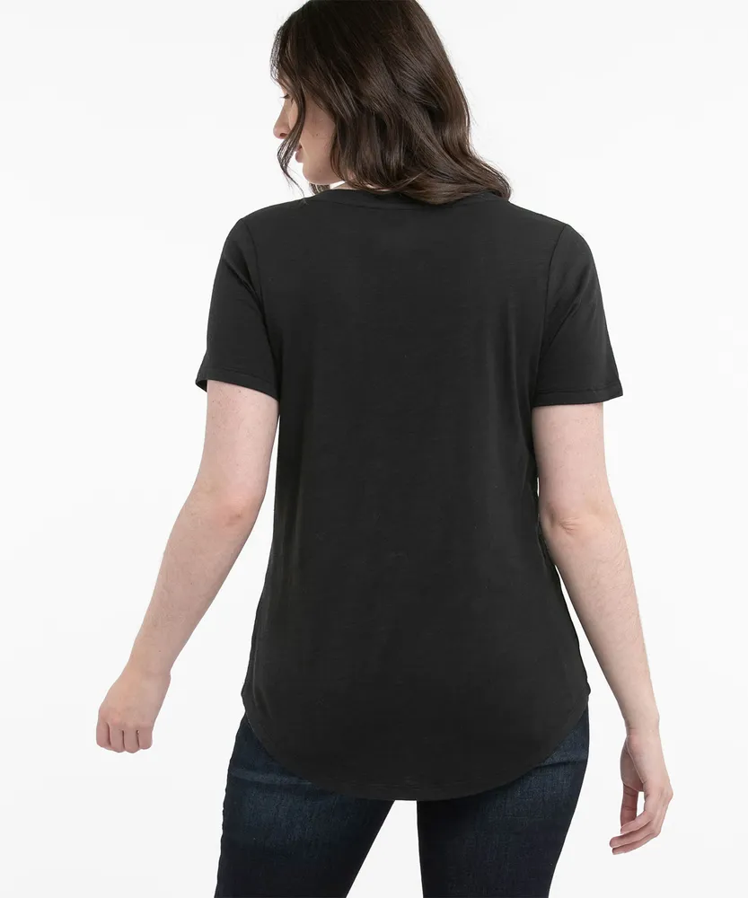 V-Neck Curved Hem Tee