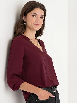 V-Neck Long Sleeve Blouse