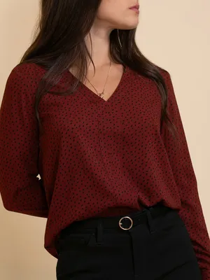 V-Neck Long Sleeve Blouse