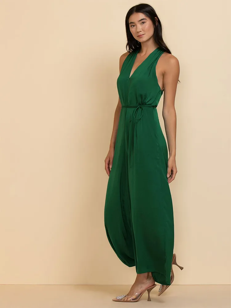 Sleeveless V-Neck Knot-Back Jumpsuit