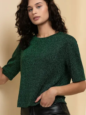 Short Sleeve Boxy Tee with Shoulder Pads