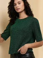 Short Sleeve Boxy Tee with Shoulder Pads
